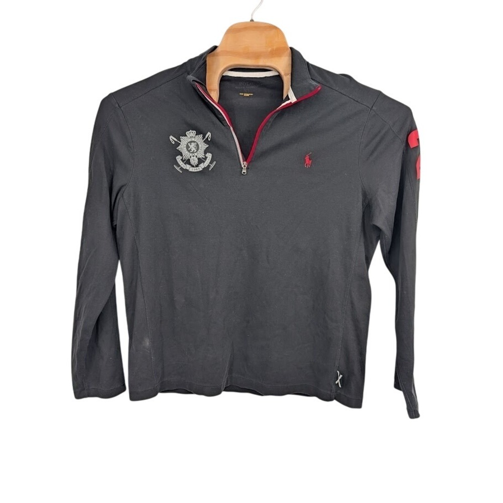 Polo Ralph Lauren Black Blackwatch Cotton Soft Touch quarter Zip Pullover sz L